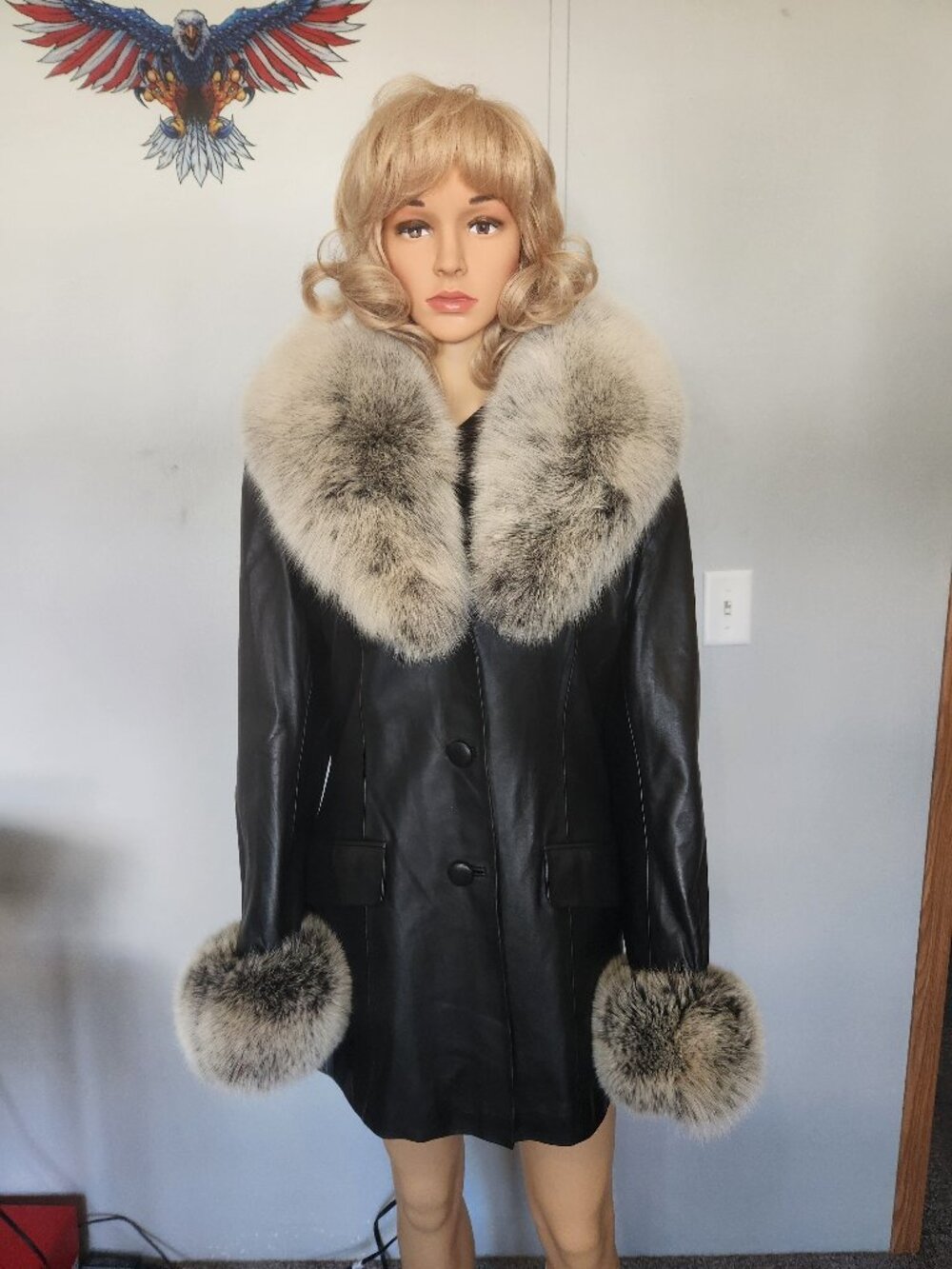 #765 leather/fox fur jacket